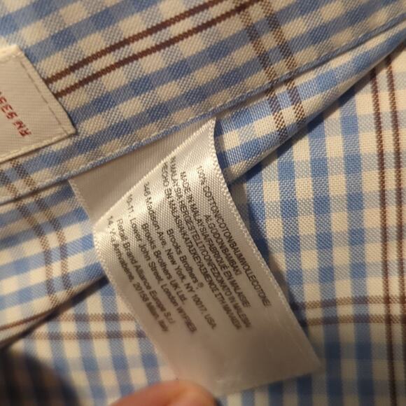 Vintage Brooks Brothers Blue Plaid The Original Polo Shirt Button Down Mens Sz L - Picture 8 of 11